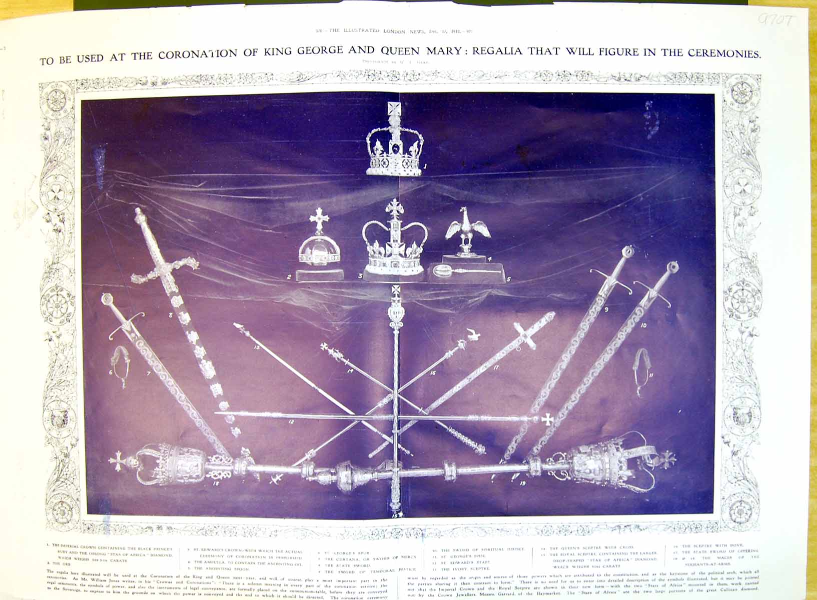 Old 1910 Regalia King George Queen Mary Crown Sword Spur Sceptre Staf 20th