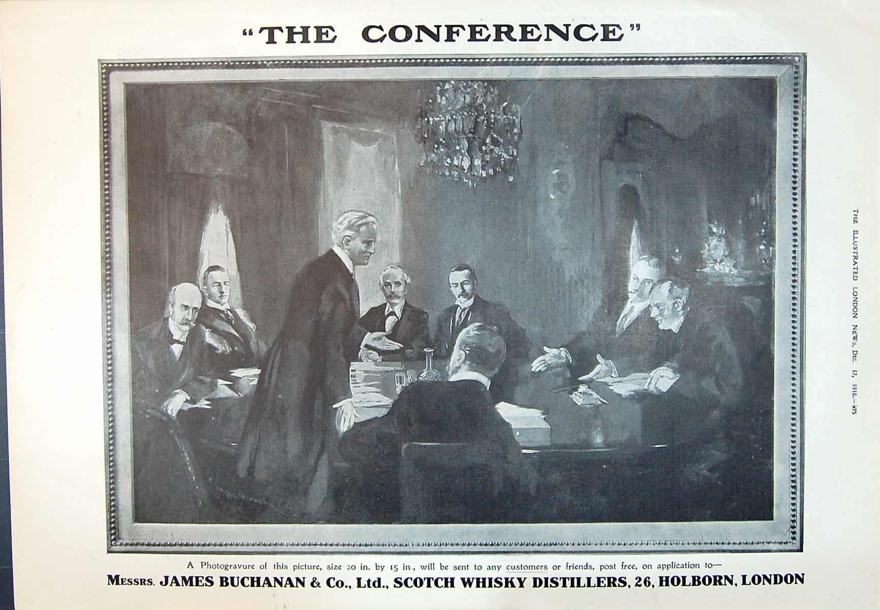 Antique Old Print 1910 James Buchanan Scotch Whisky Caricatures Mich Gsmith
