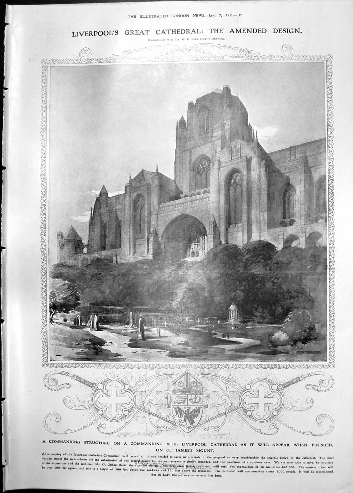 Old Design Liverpool'S Cathedral Exterior New Year'S Honours 1911 017RP 20th