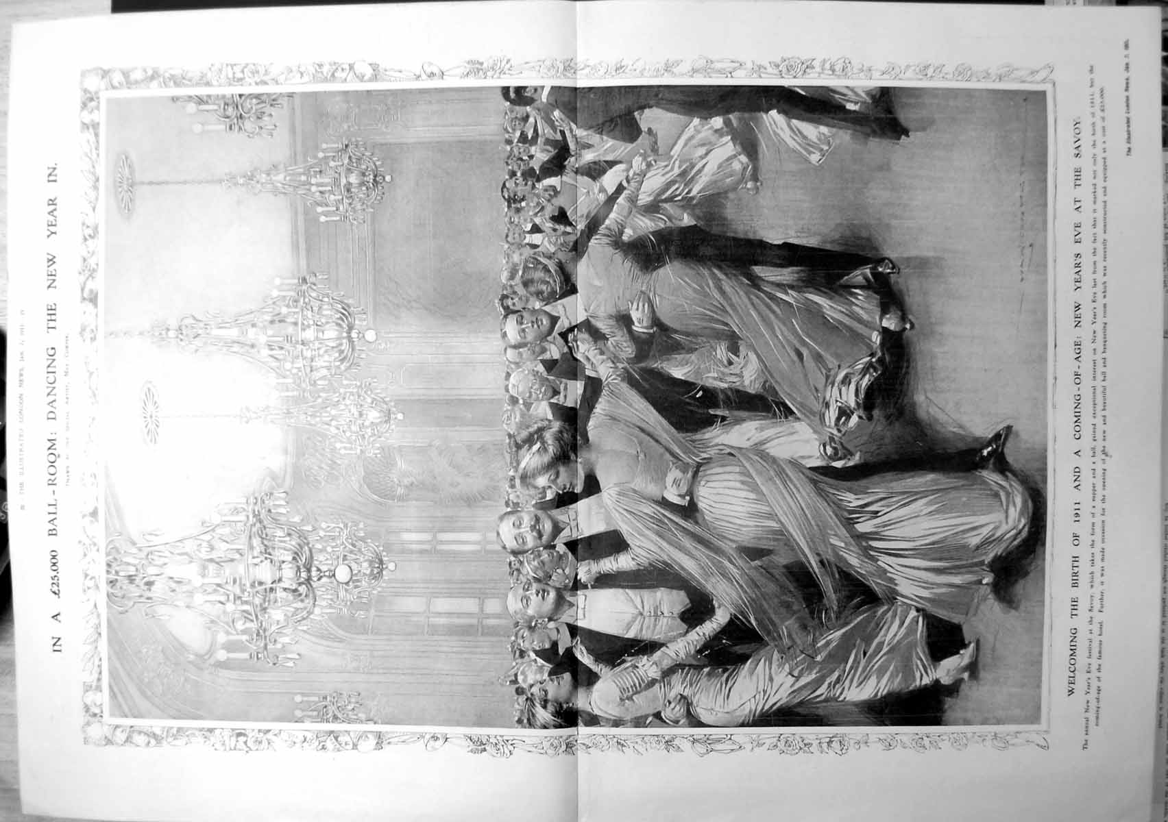 Old Dancing New Year Ballroom Chandeliers Dresses Max Cowper 1911 020TP 20th