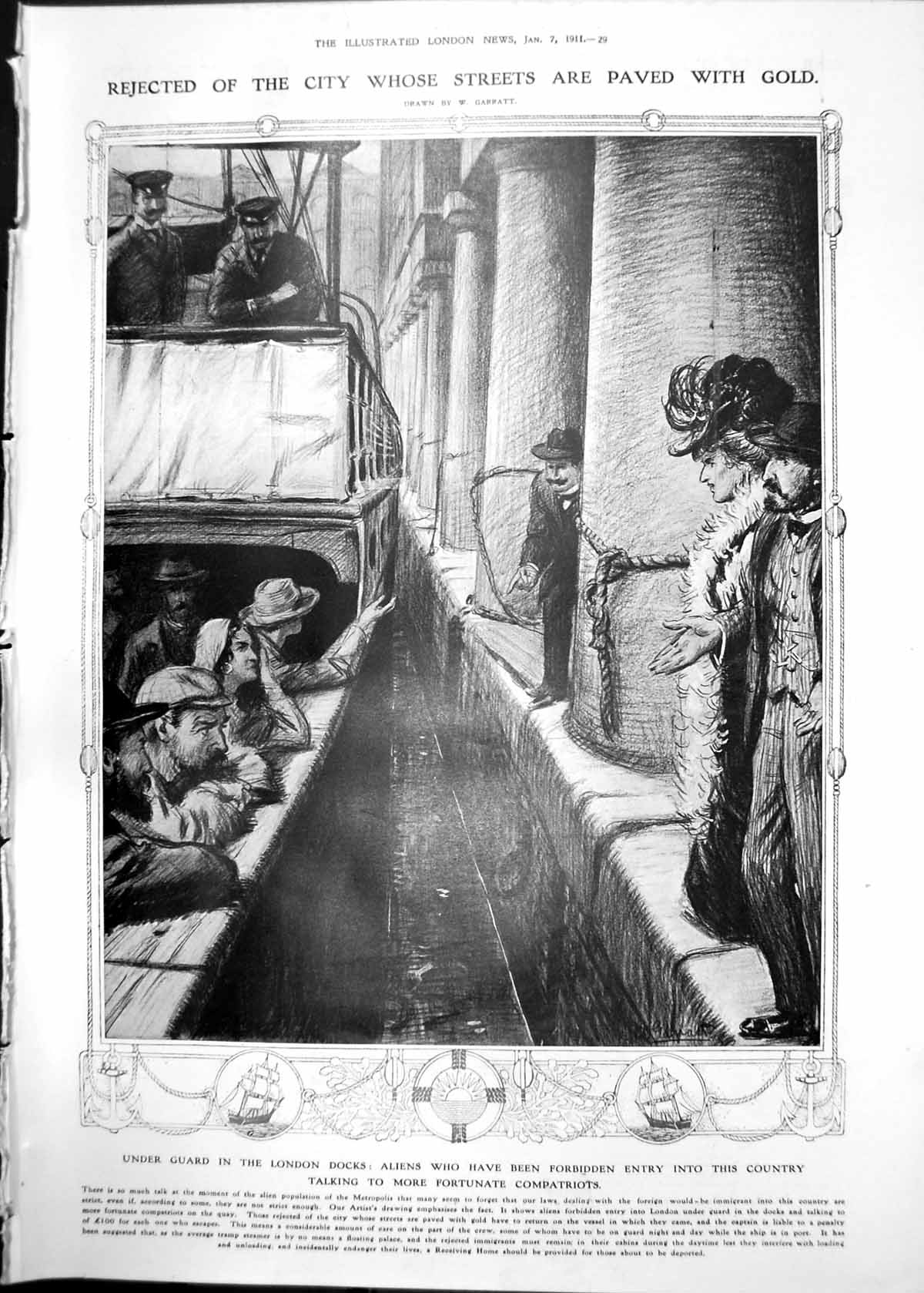 Old Under Guard London Docks Rejected Immigrants Sea Tombs 1911 029RP 20th