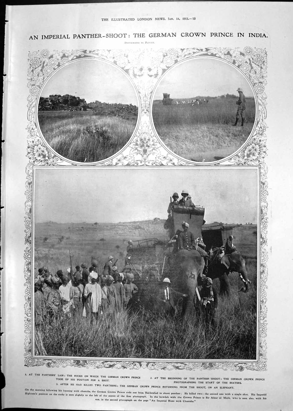 Old Print German Crown Prince Hunt India Science Early Reptile Beetle 1911 053RP