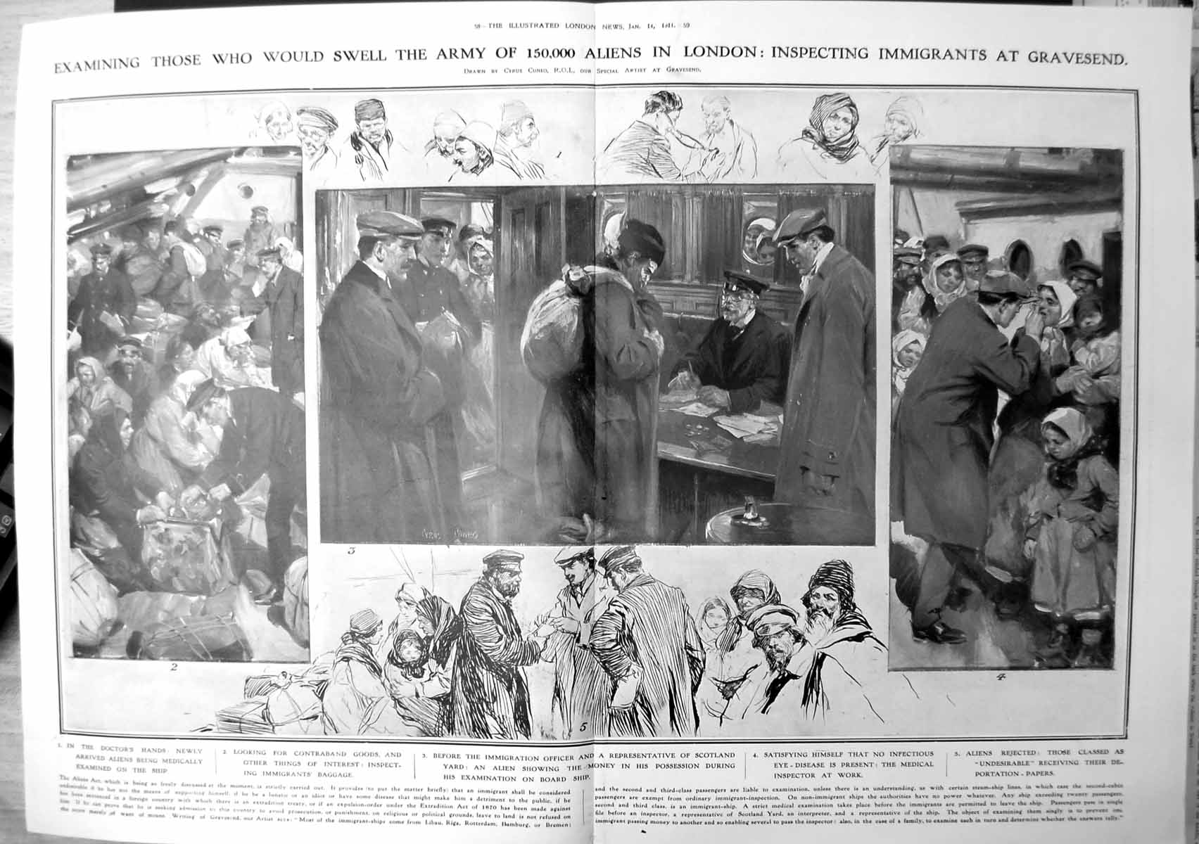Old Arrival Inspection Immigrants Gravesend Ship Undesirables 1911 058TP 20th