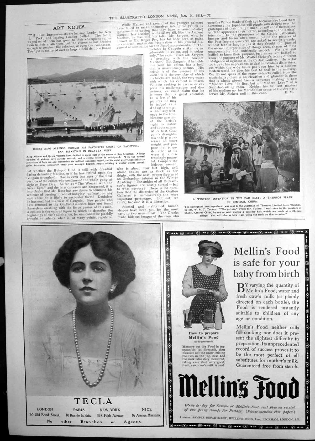 Old Print San Sebastian Regatta Week Tecla Advery Mellins Thermos 1911 72P 20th