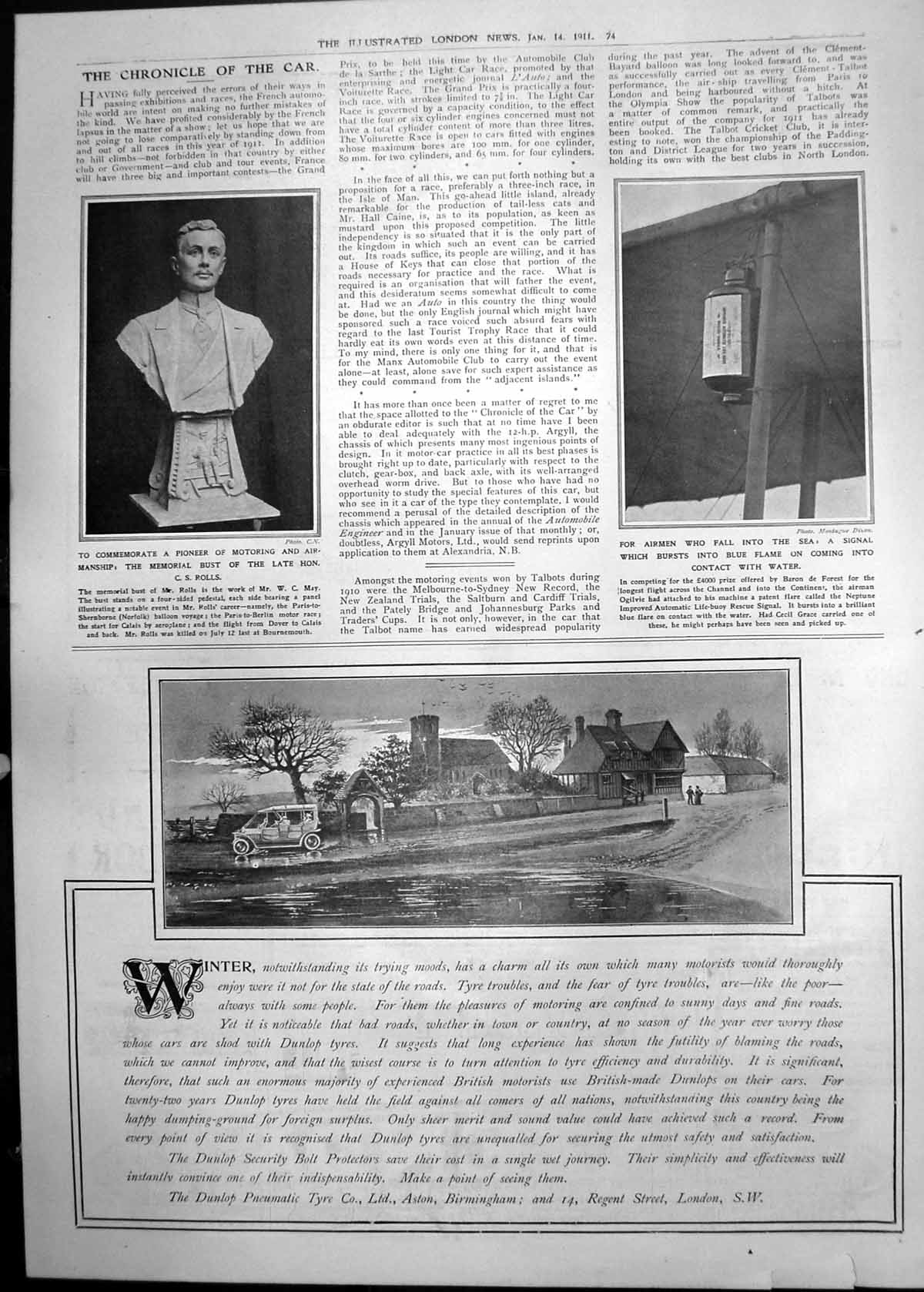 Old Bust Cs Rolls Airmen Sea Blue Distress Signal Dunlop Tyres 1911 74P 20th