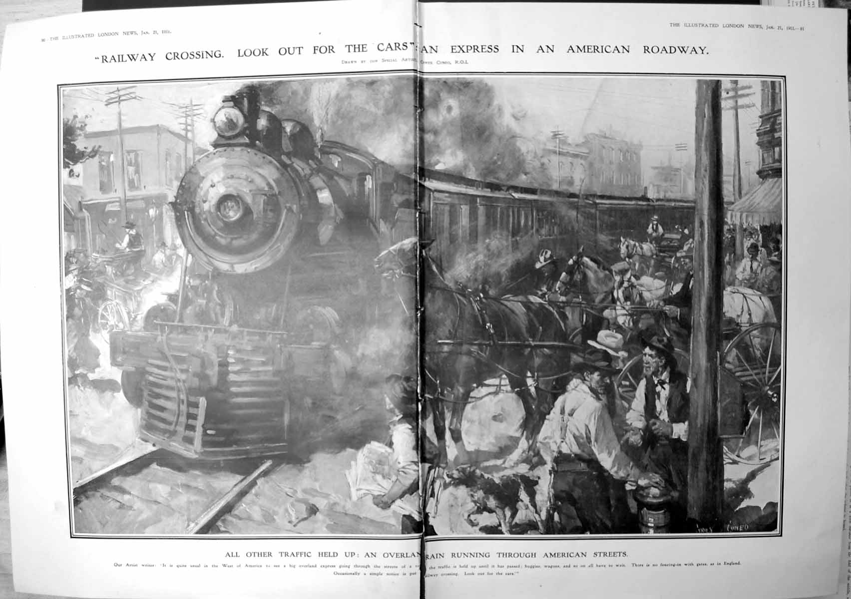Old Overland Train American Street Horses Carriages Damaged 1911 080TP 20th