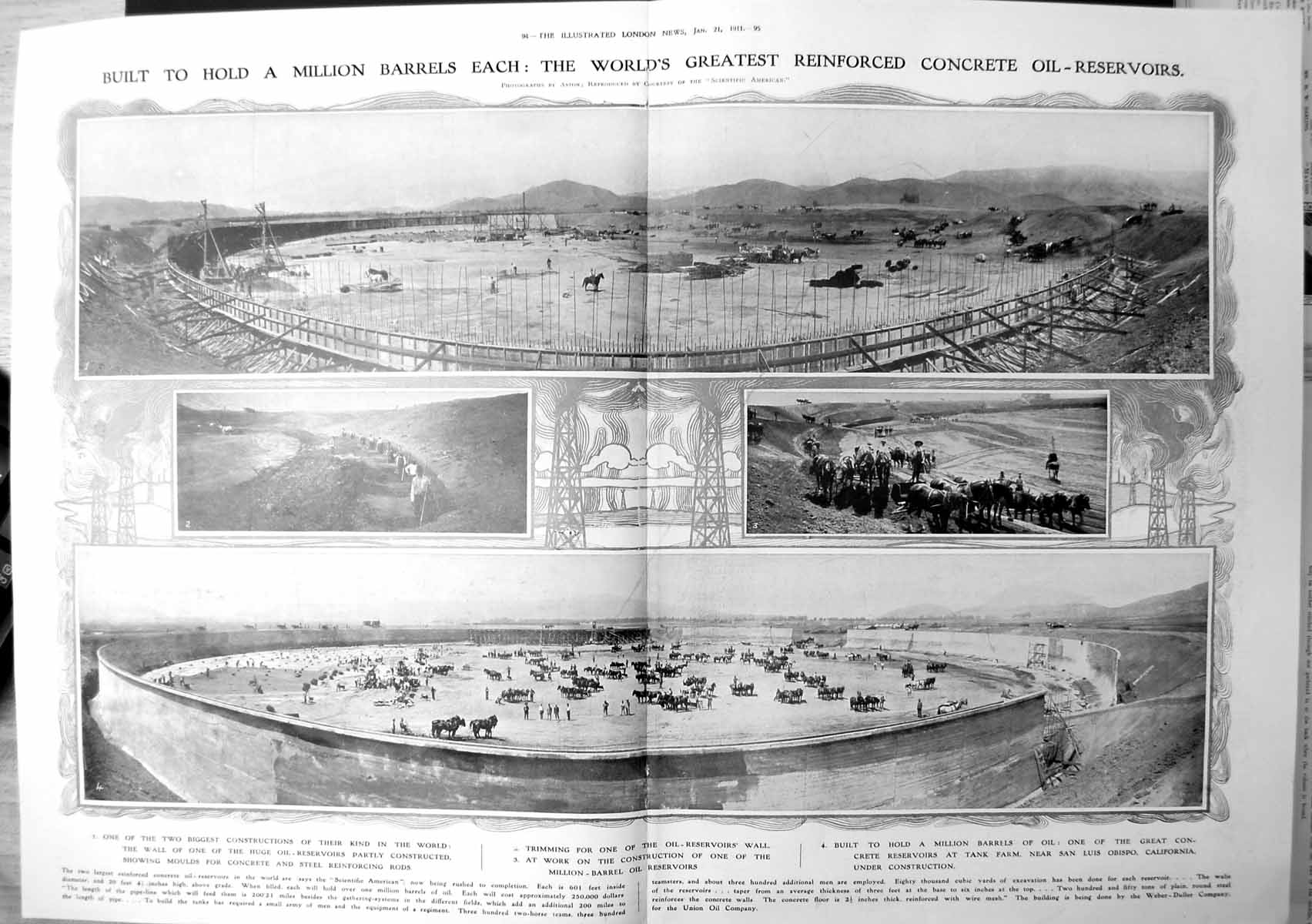 Print World Greatest Reinforced Concrete Oil Reservoirs California 1911 094TP