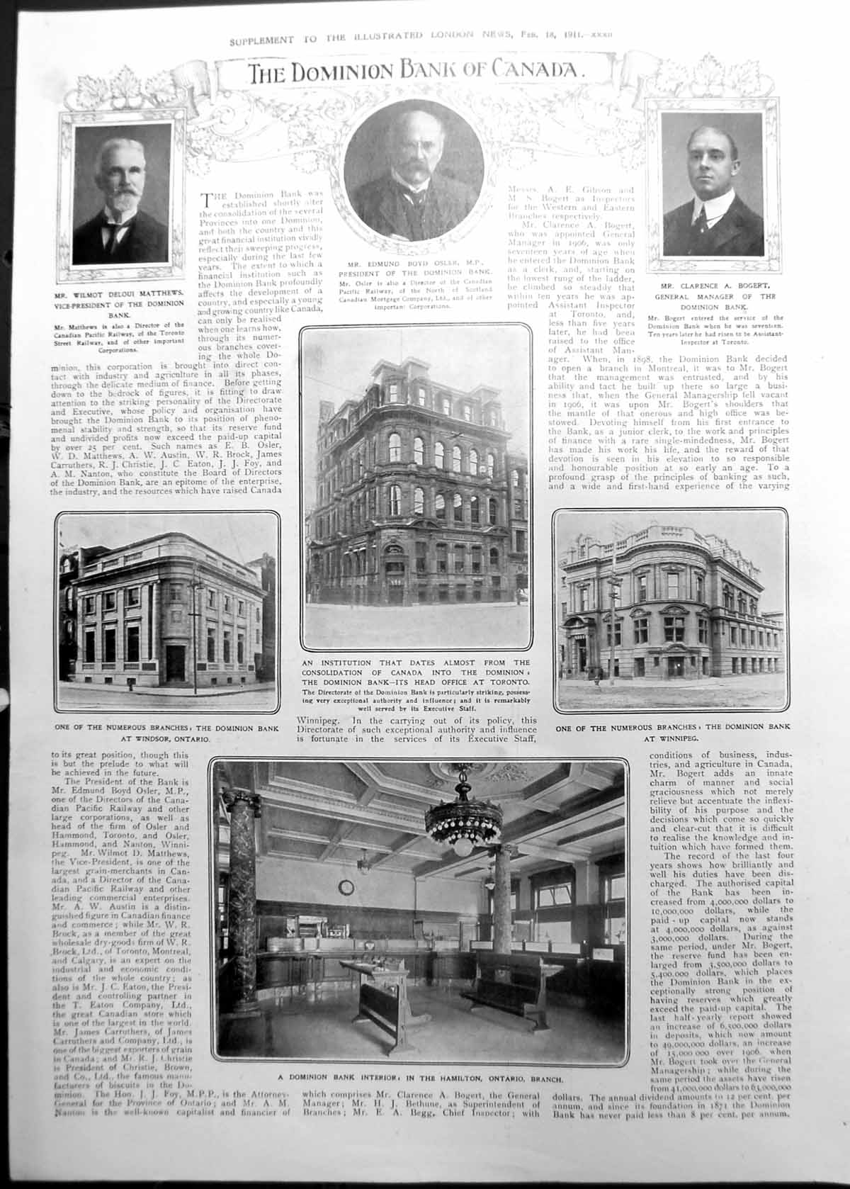 Old Dominion Bank Canada Windsor Toronto Winnipeg Nova Scotia 1911 1116RP 20th