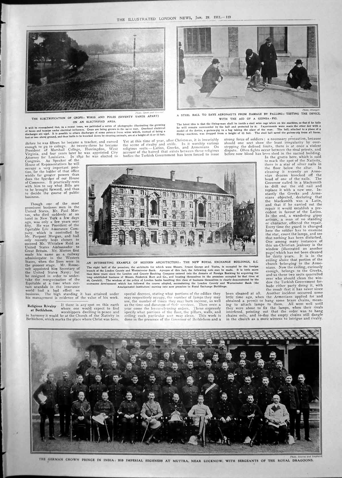 Old New Royal Exchage Buildings Ski-Driving St Moritz Horses 1911 119RP 20th