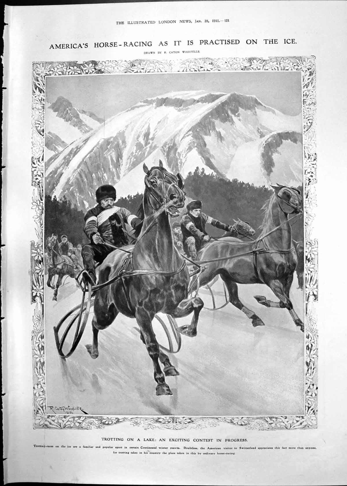Print America'S Horse Racing Ice Things Learn Ski-Ing Side-Stepping 1911 121RP