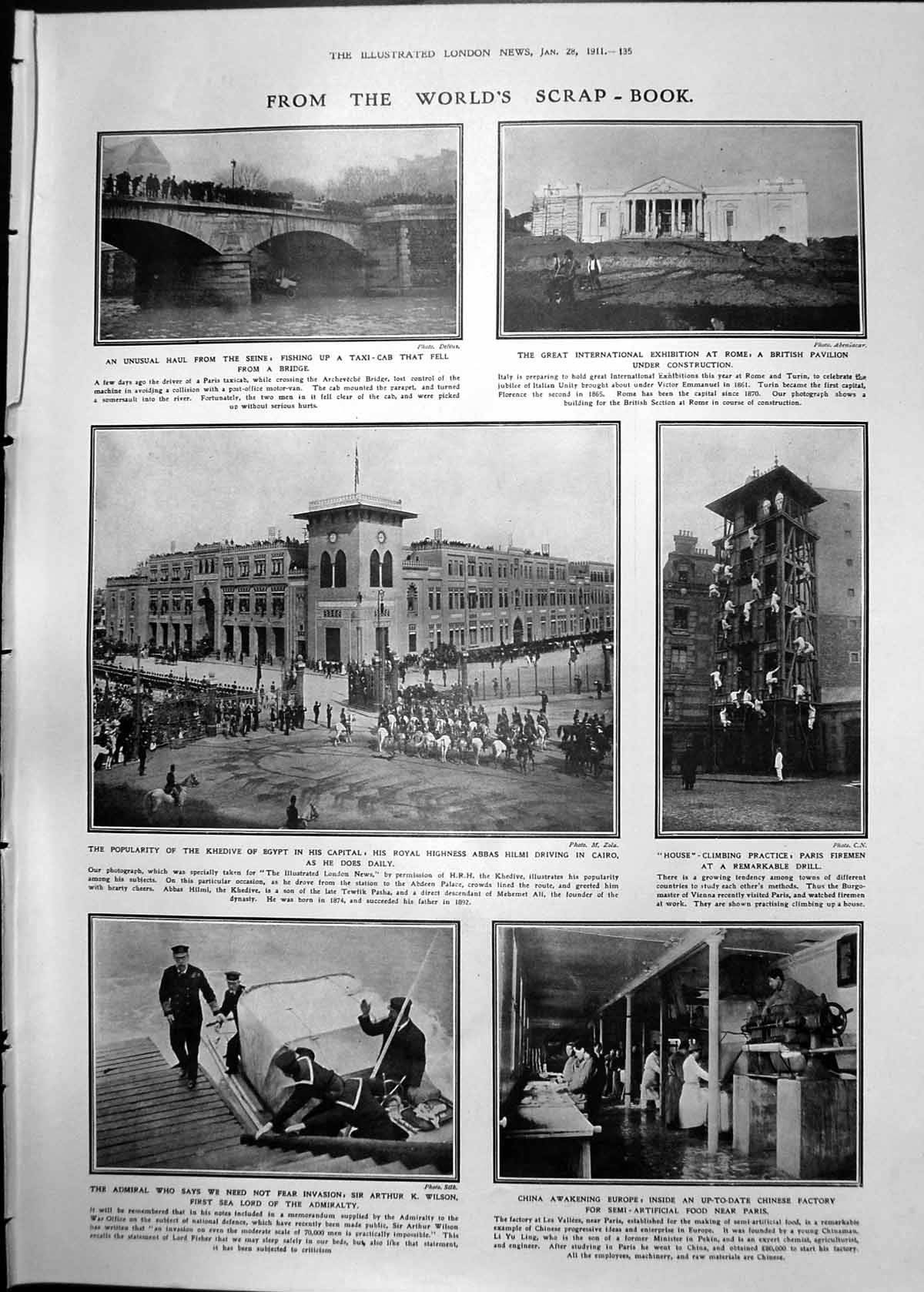 Print Taxi In Seine Khedive Egypt Firemen Drop Solution Breaks Away 1911 135RP