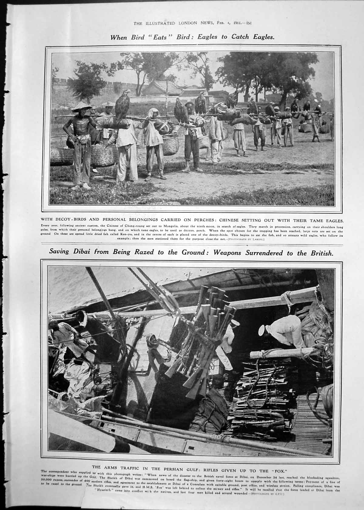 Old Print Chinese Eagles Catch Arms Traffic Persian Gulf Sir C. Dilke 1911 151RP