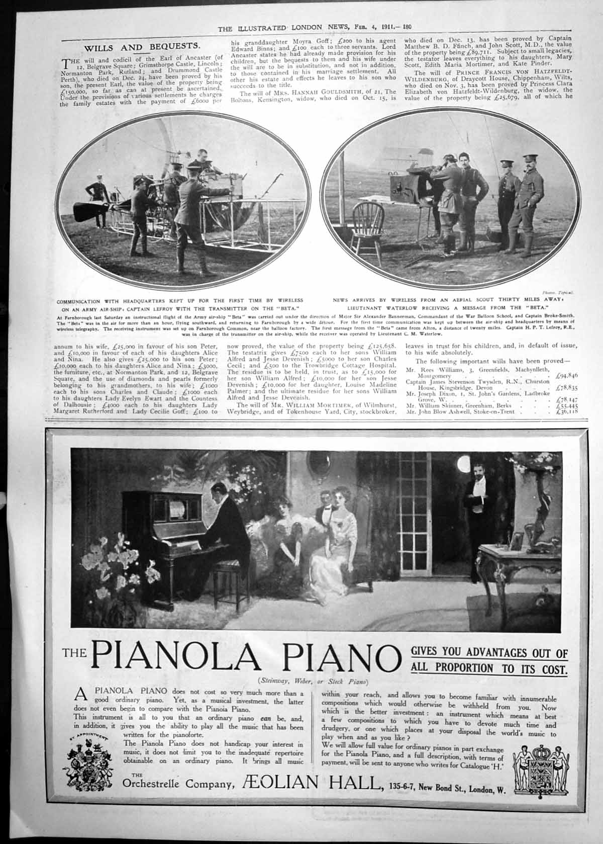 Old Print Wireless Communication Army Airship Transmitter Beta Adverts 1911 180P