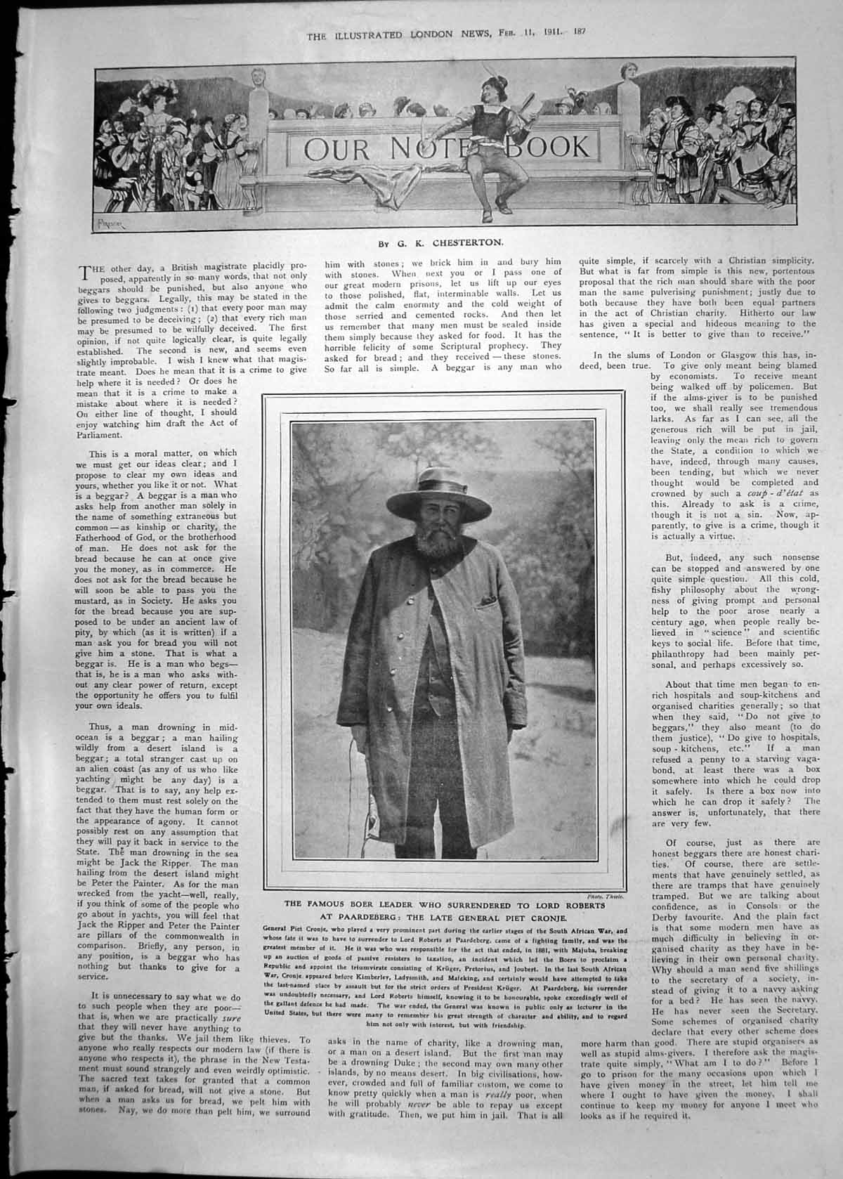 Old Boer Leader Piet Cronje Surrendered Paardeberg Portraits 1911 187RP 20th