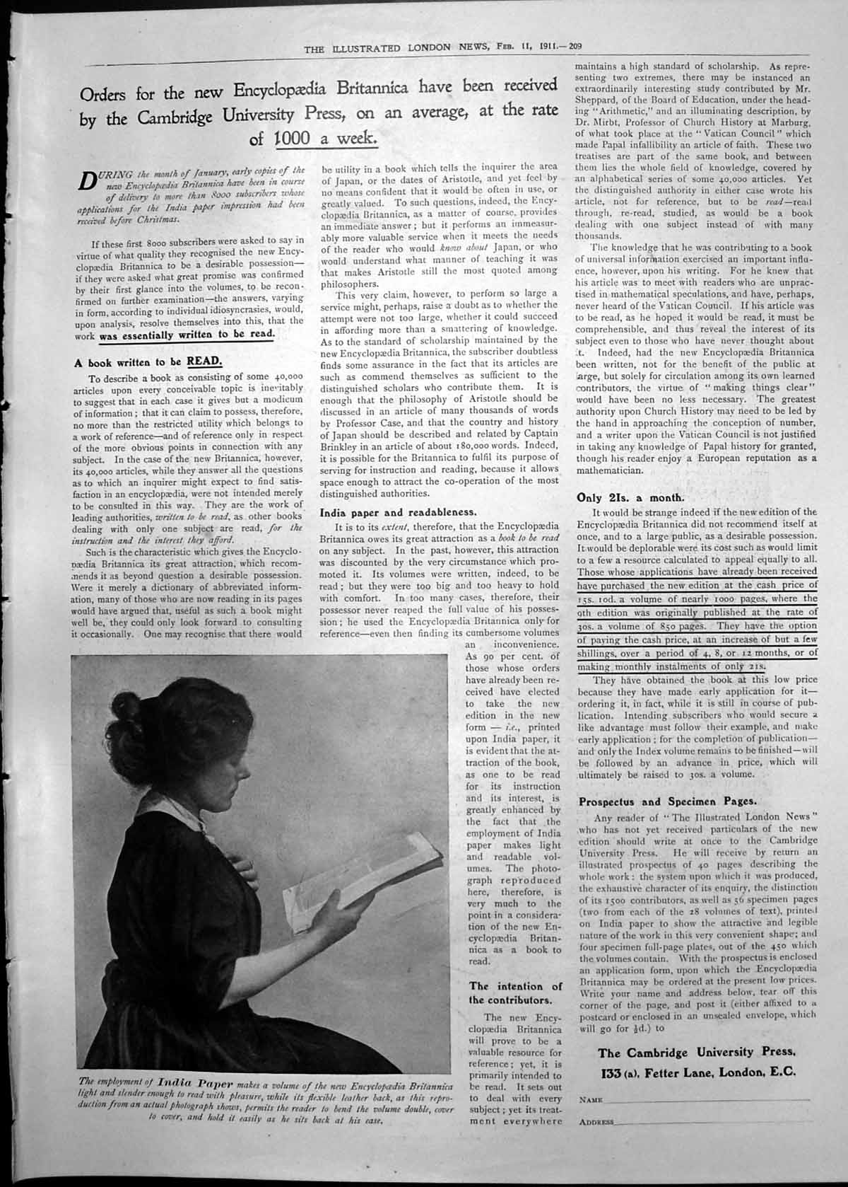 Old Encycopaedia Britannica Advert Maude Adams Chantecler Cock 1911 209RP 20th