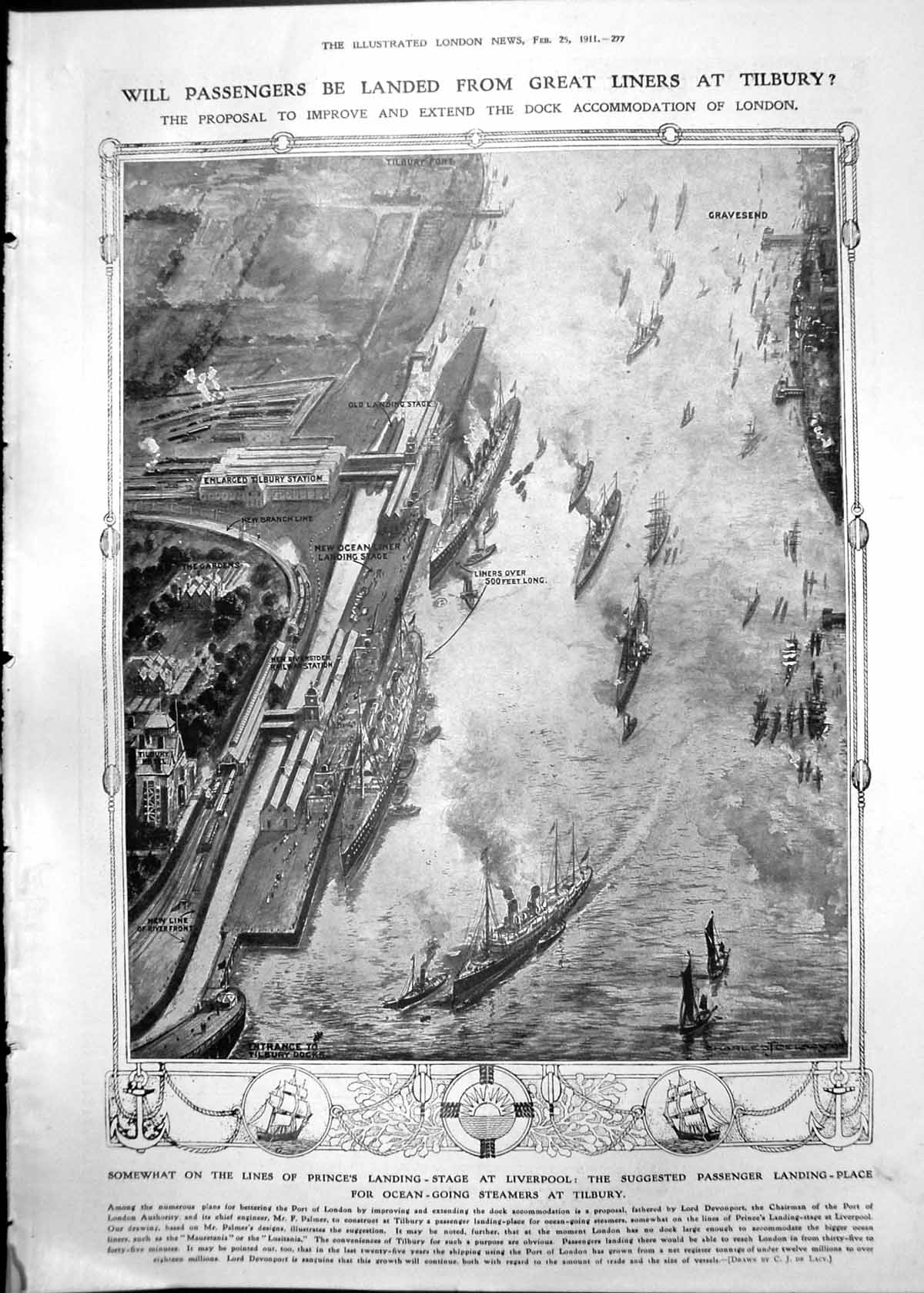 Old Proposal Extend Tilbury Docks London Cyclone Nw Australia 1911 277RP 20th