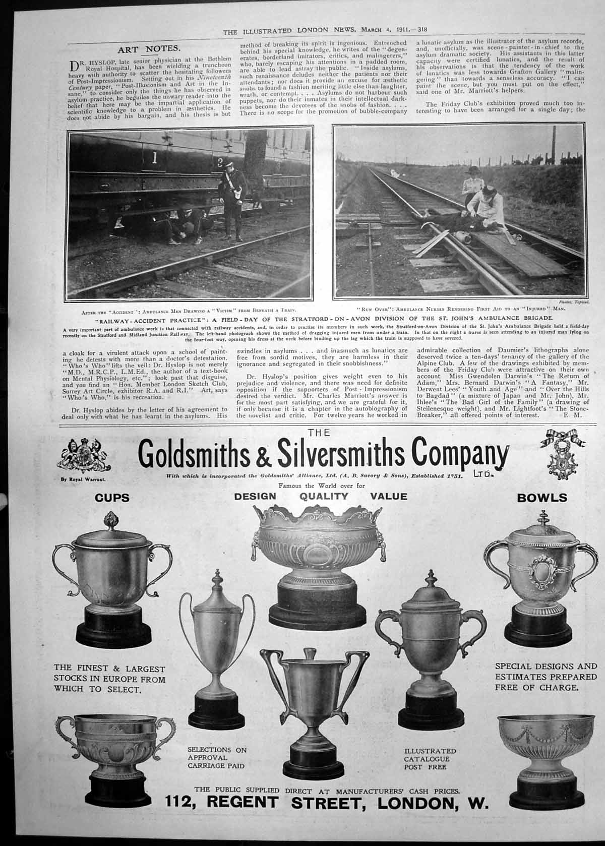 Print Railway Accident Practice St. John'S Ambulance Brigade Advert 1911 318P