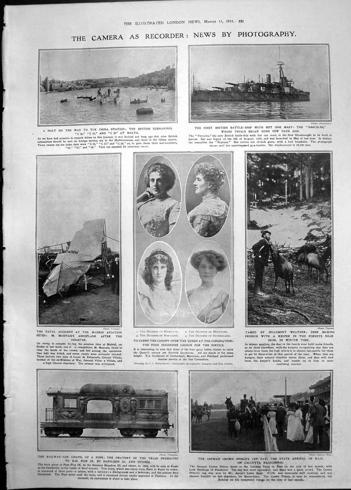 Old M. Mauvais Aeroplane Disaster Hercules Titian Man Red Cap 1911 331RP 20th