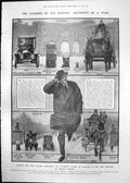 Antique Print Dangers Streets Paris London Prince Wales Coat Arms 1911 335RP