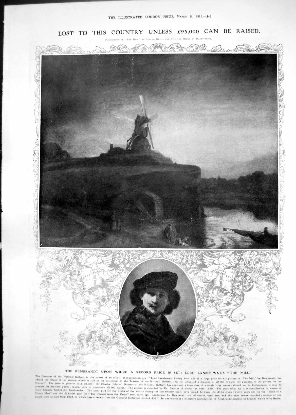 Print Rembrandt The Mill Elizabeth Linley Fair Maid Bath Paintings 1911 345RP