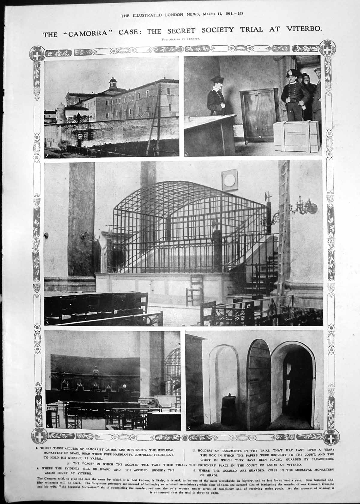 Old Camorra Case Viterbo Prison Cage Musk Ox Calves Mushroom 1911 353RP 20th