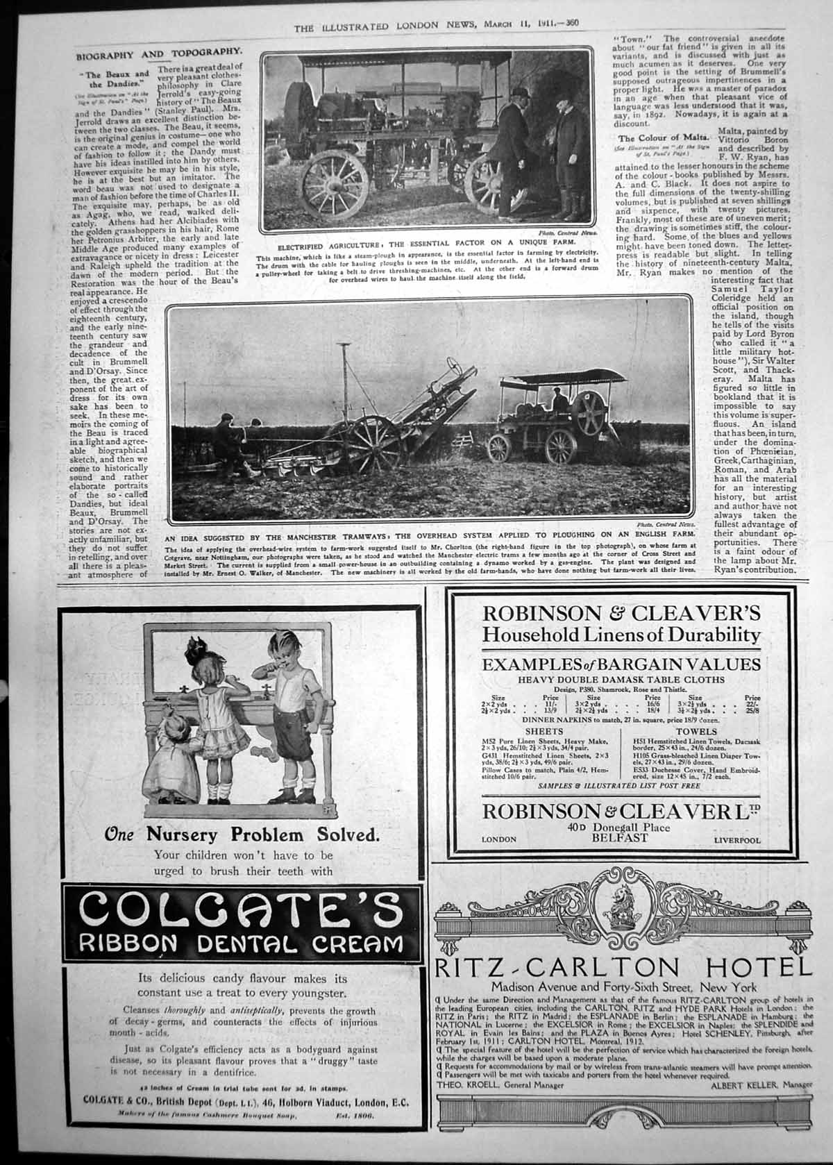Old Electrified Agriculture Manchester Tramway Idea Ploughing 1911 360P 20th