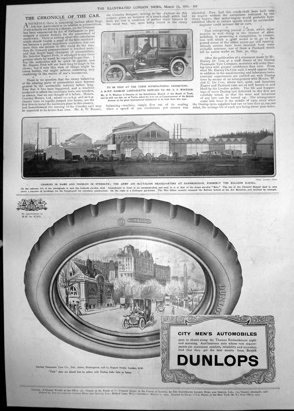 Antique Print Daimler Landaulette Army Air Battalion Headquarters 1911 368P 20th