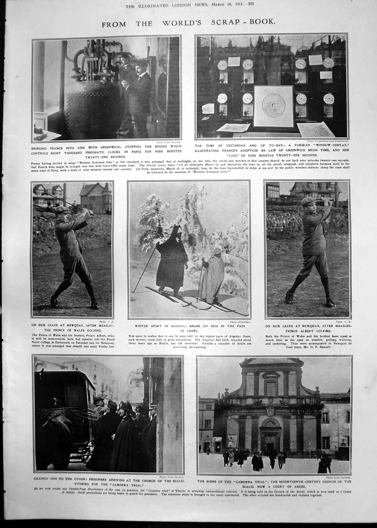 Old Print Prince Wales Golfing Arabs Skis Chrea Public Footpath Right 1911 375RP
