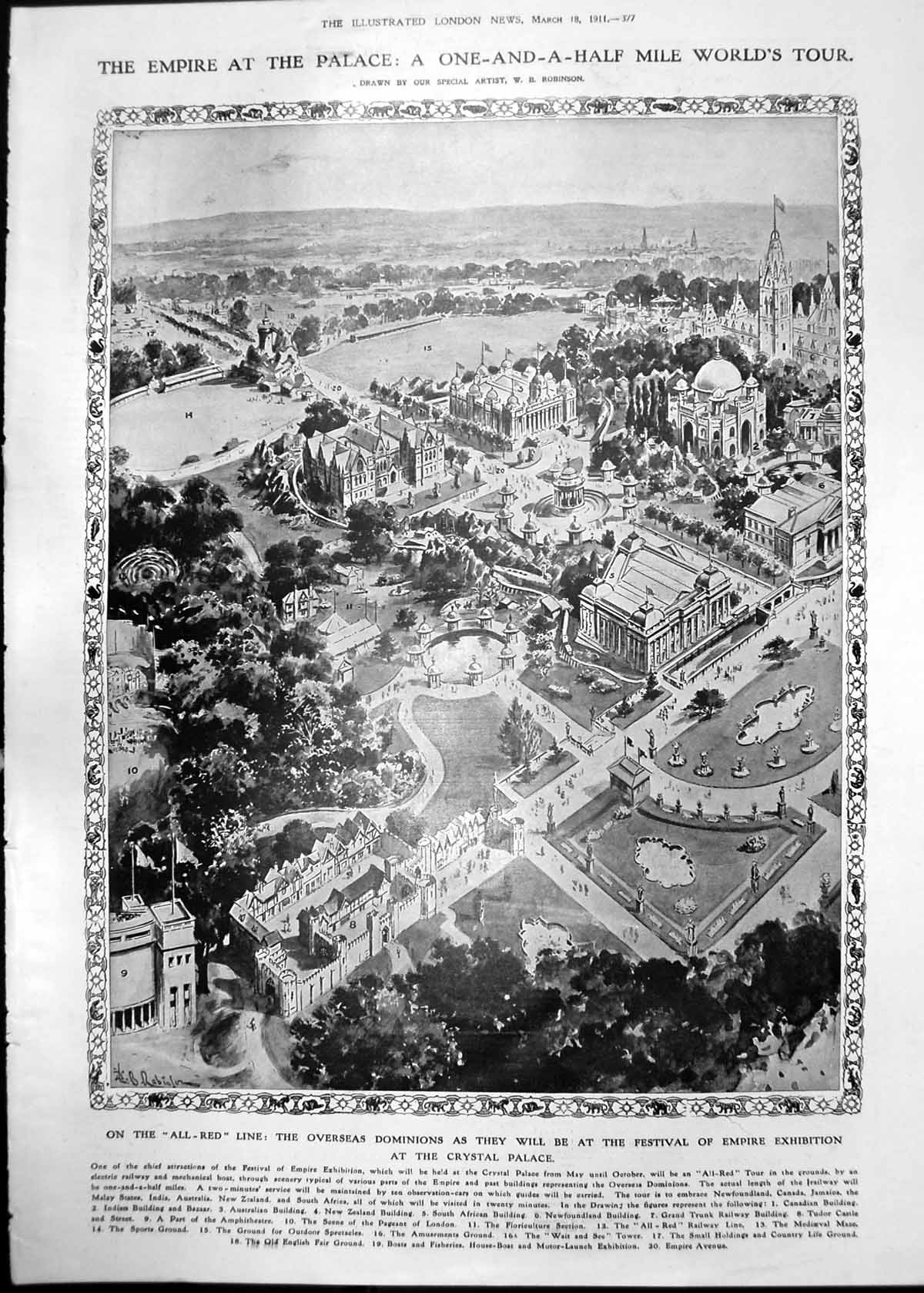 Old Empire Crystal Palace Buildings Rhodesia Church Bird Traps 1911 377RP 20th