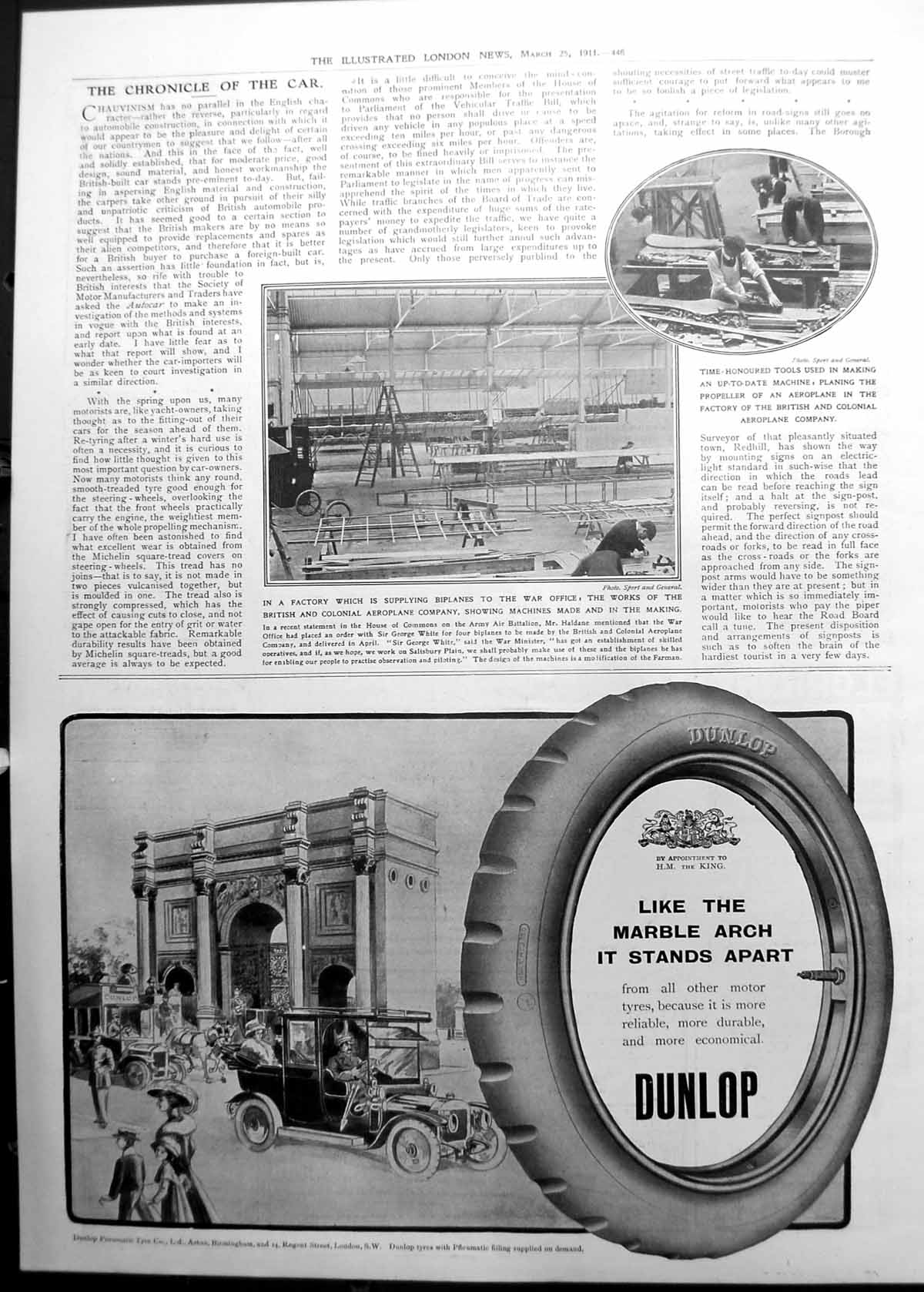 Old British And Colonial Aeroplane Company Workshops Dunlop Ad 1911 446P 20th