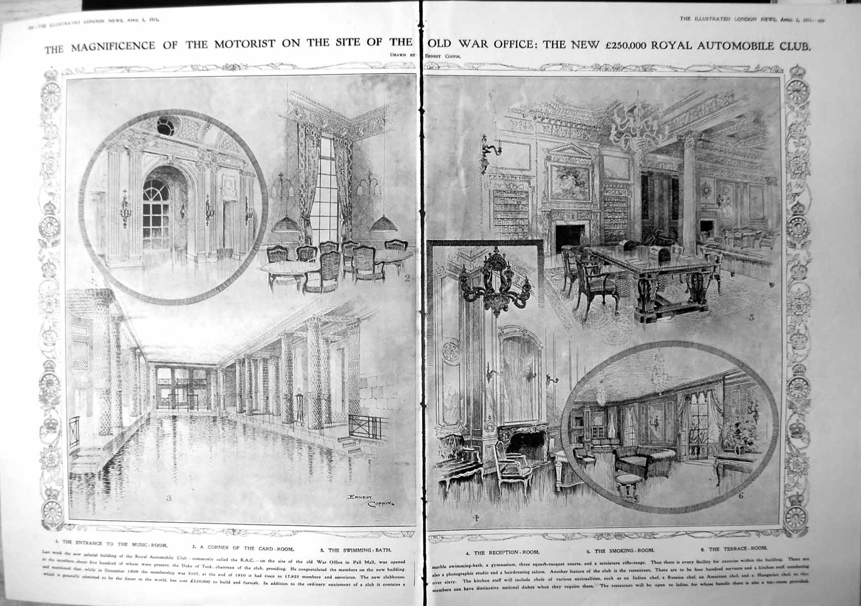 Old New Automobile Club Site War Office Columns Arches Damaged 1911 458TP 20th