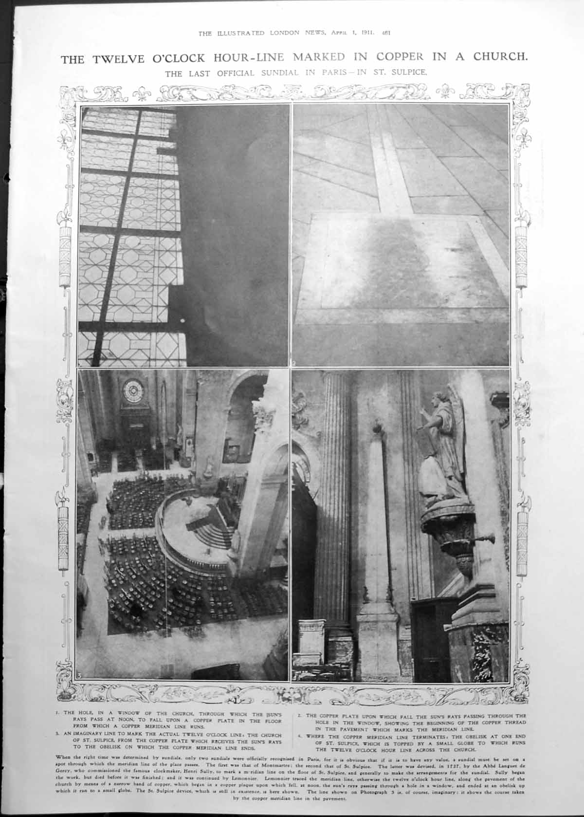 Print St. Sulpice Meridian Line Paris Copper Electrical Census Clerks 1911 461RP