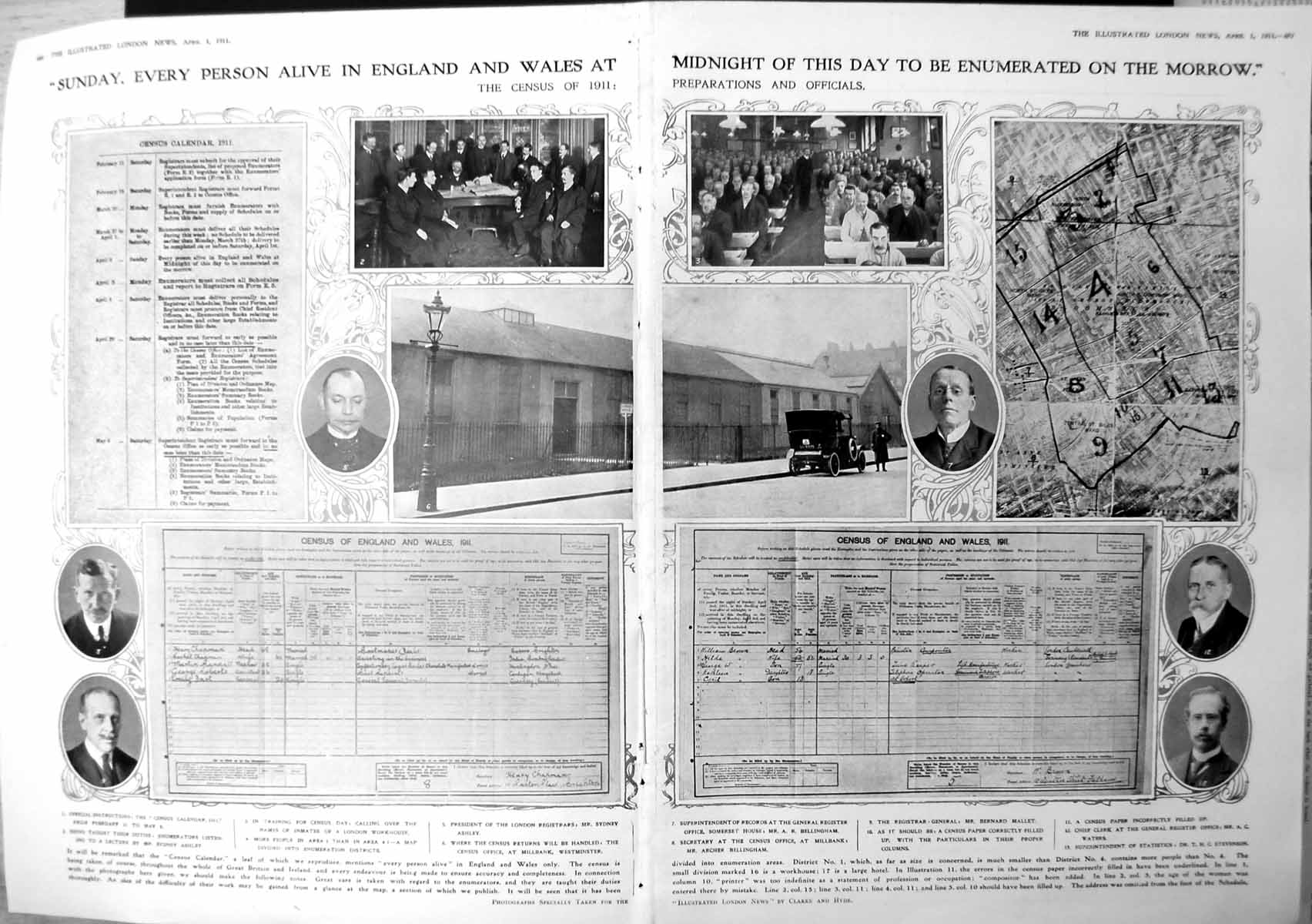 Print Census Preparations Officials Calendar Forms Correctly Filled 1911 466TP