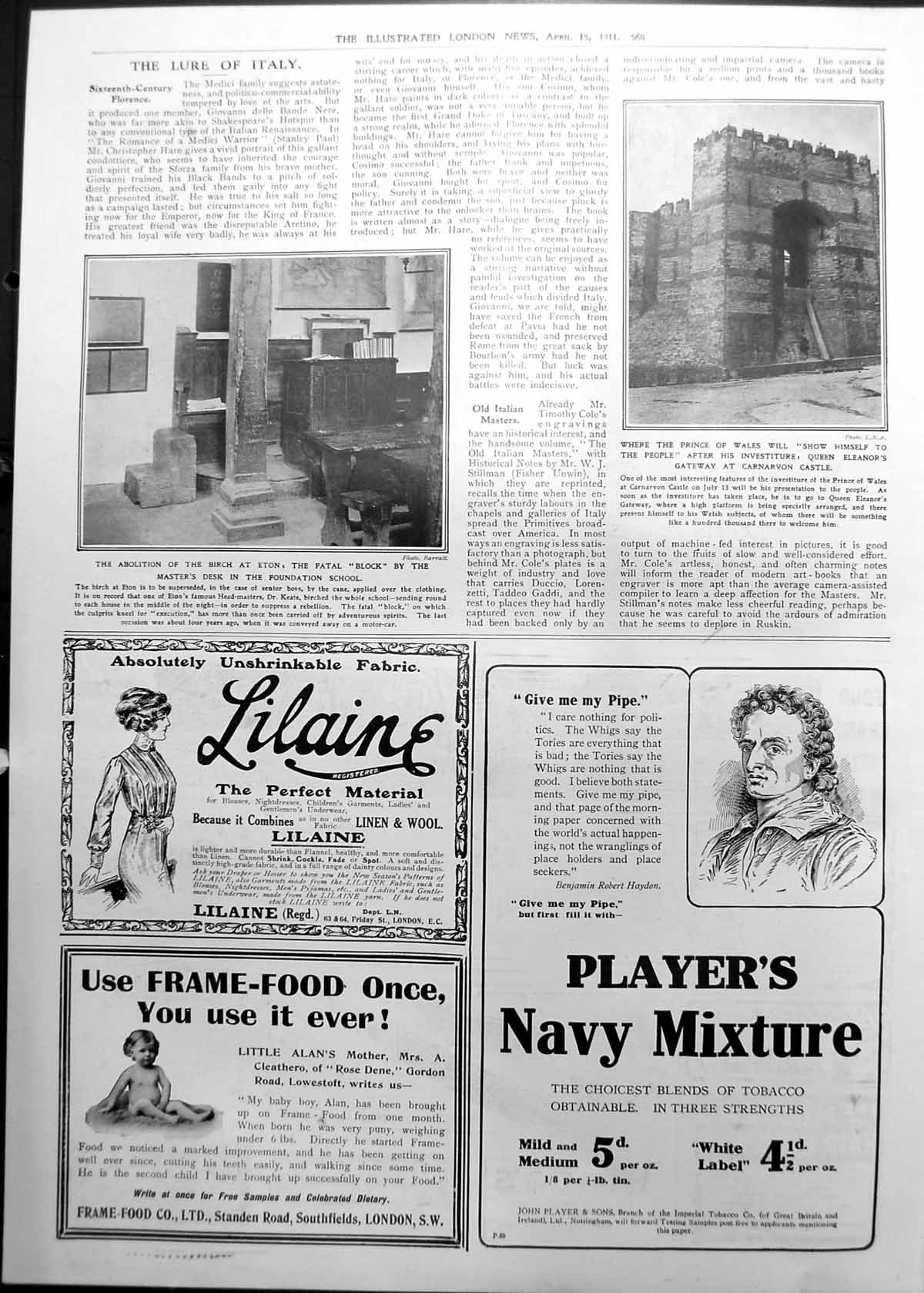 Print Abolition Birch Eton Queen Eleanor'S Gateway Carnarvon Castle 1911 560P