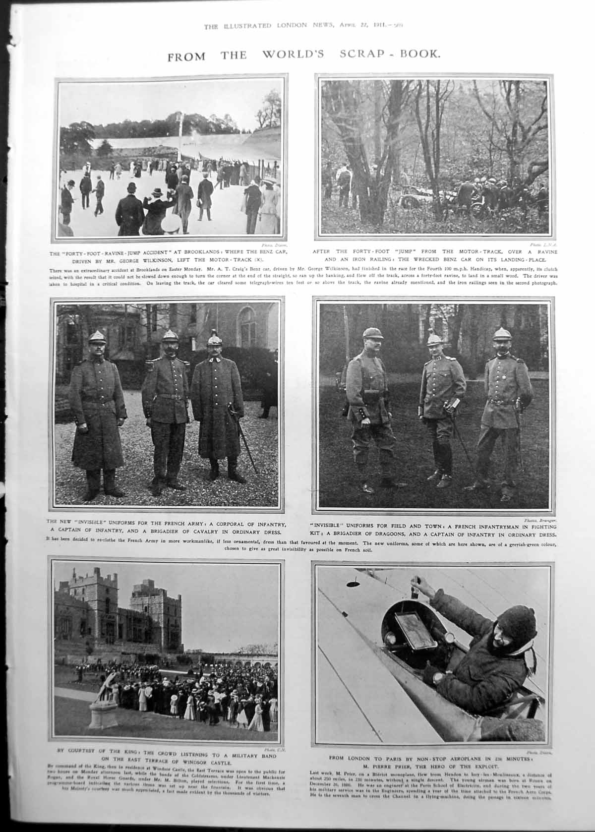 Old Print French Army Uniform Prior London Paris Flight Champagne War 1911 569RP