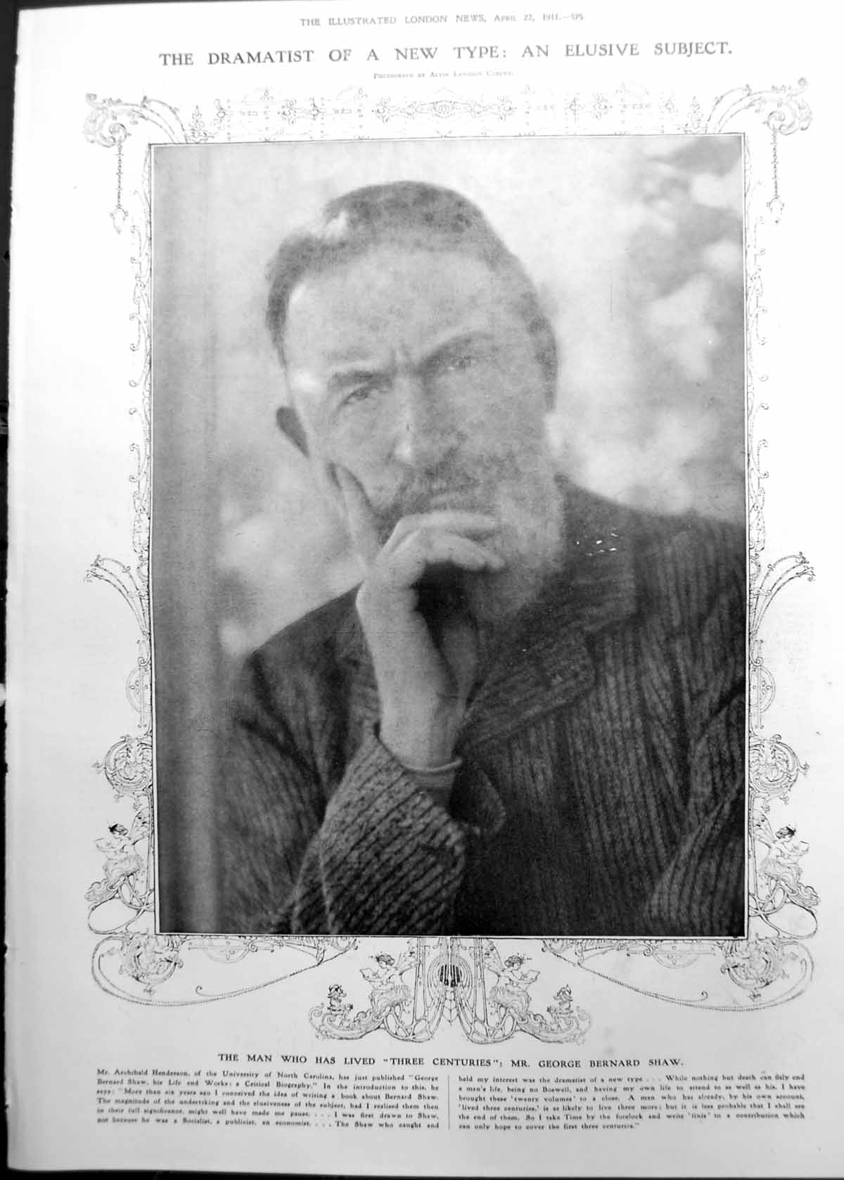 Old Portrait George Bernard Shaw Water Models Living Creatures 1911 575RP 20th