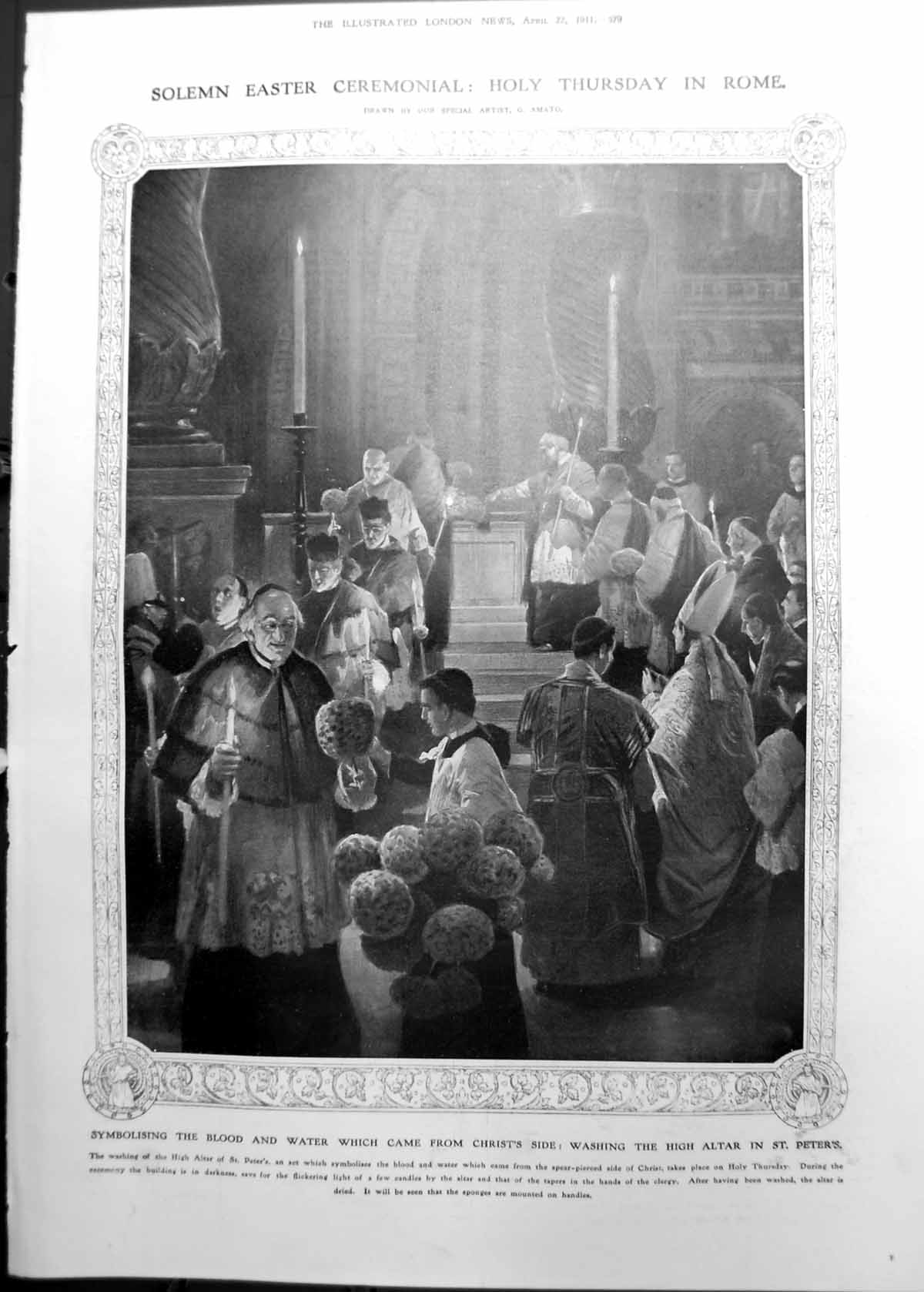 Print Holy Thursday Rome Washing High Altar Olive May Nancy Denvers 1911 579RP