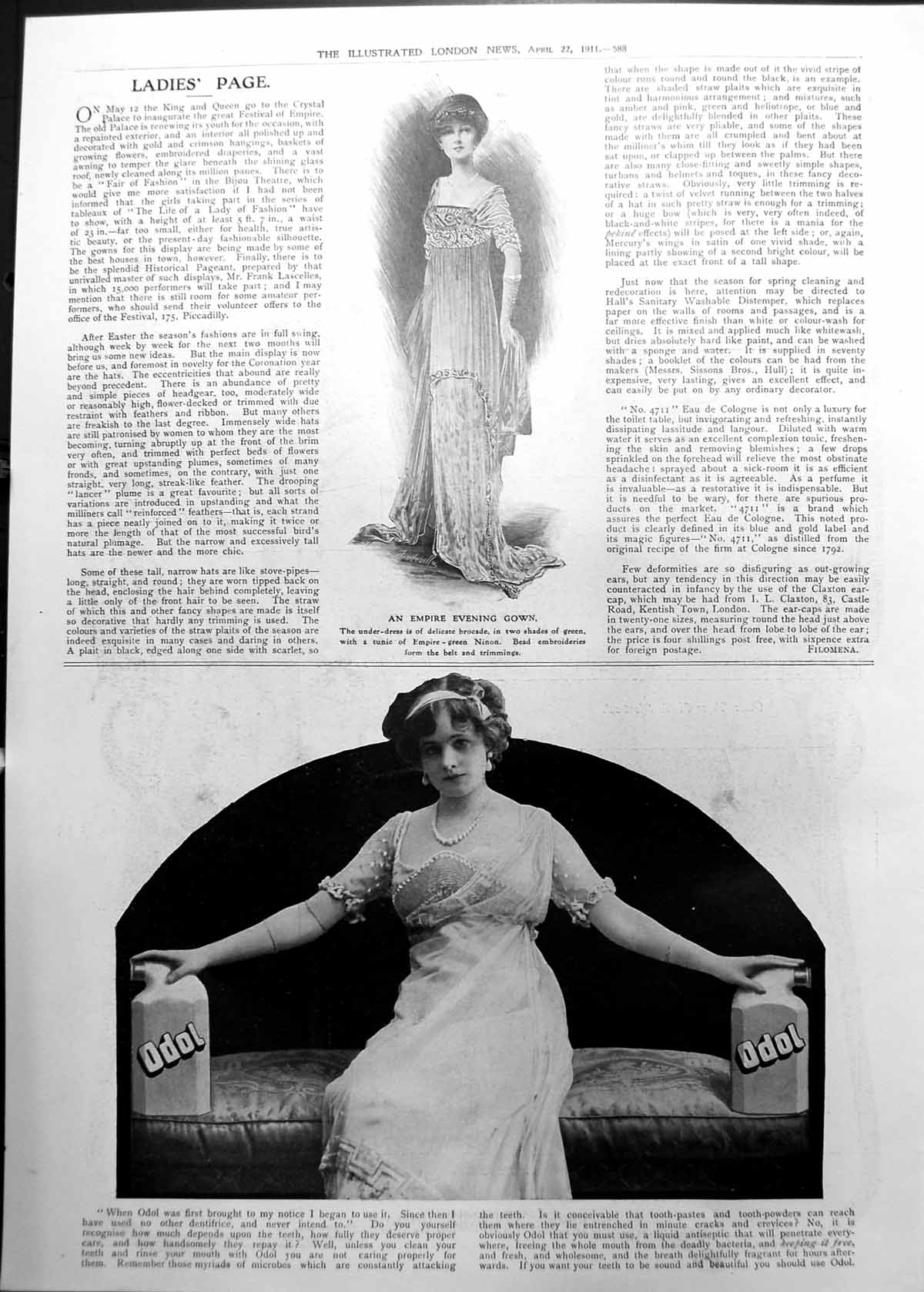 Old Ladies Page Empire Evening Gown Bead Embroidery Odol Advert 1911 588P 20th