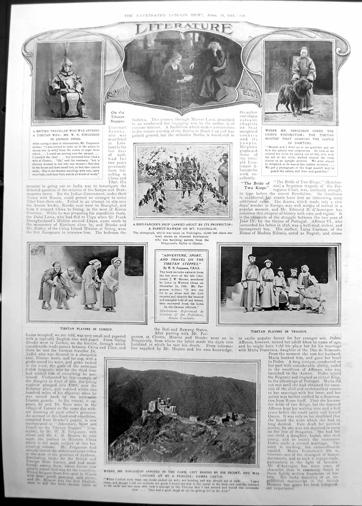 Old Literature Adventure Sport Travel Tibetan Steppes Players 1911 628P 20th