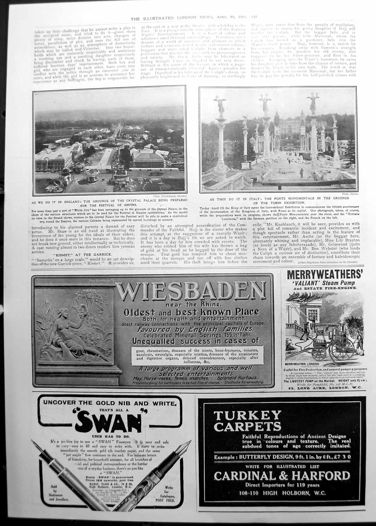 Old Grounds Crystal Palace Prepared Festival Empire Italy Turin 1911 632P 20th