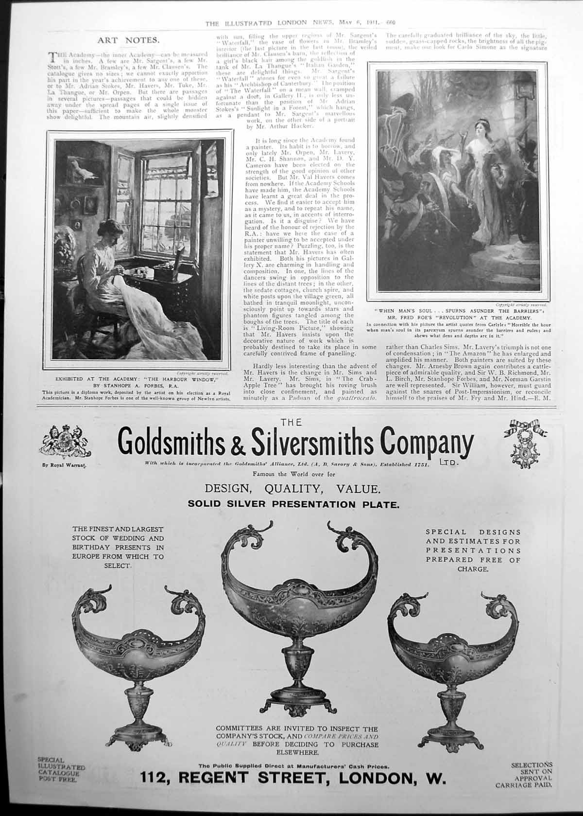 Old Paintings Exhibited At Academy Harbour Window Revolution 1911 660P 20th