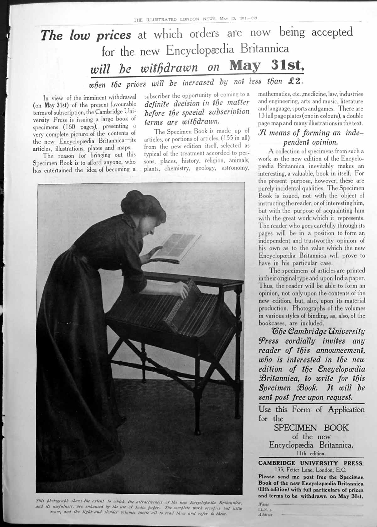 Old Encycopaedia Britannica Advert Microscopic Study Objects 1911 699RP 20th