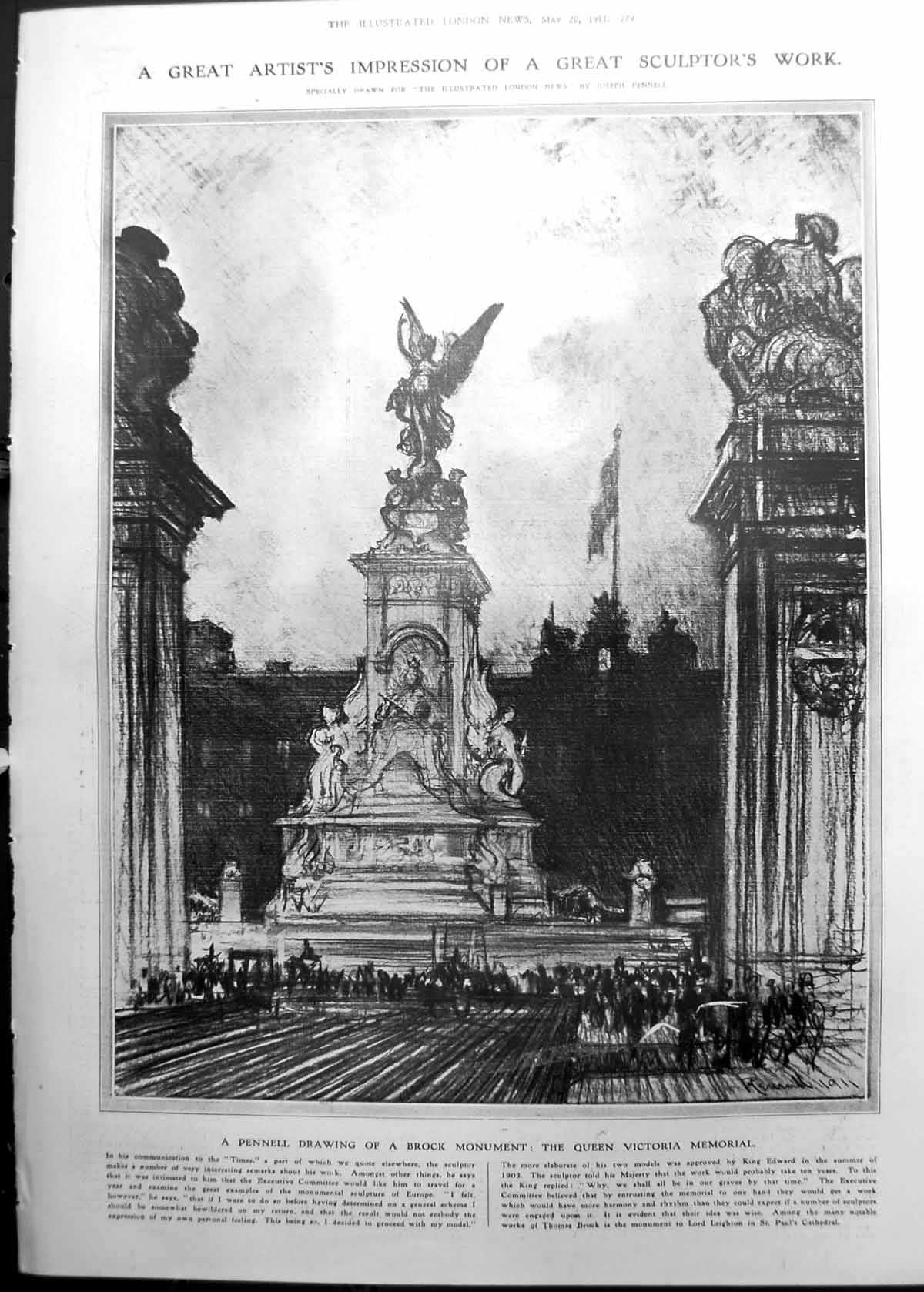 Old J Pennell Queen Victoria Monument Dinosaur Bones E Africa 1911 729RP 20th
