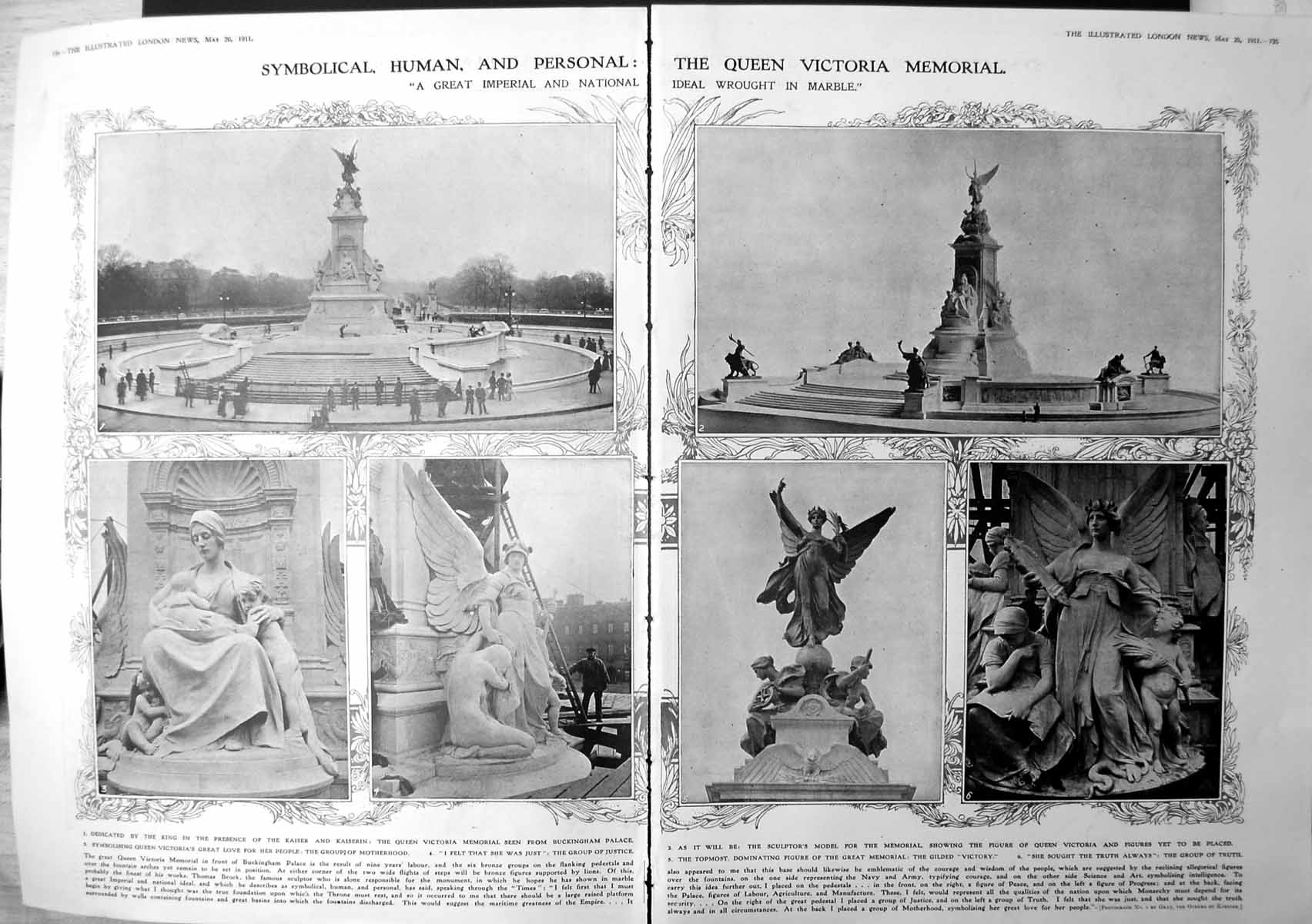 Old Queen Victoria Memorial Marble Statuary Justice Damaged 1911 734TP 20th