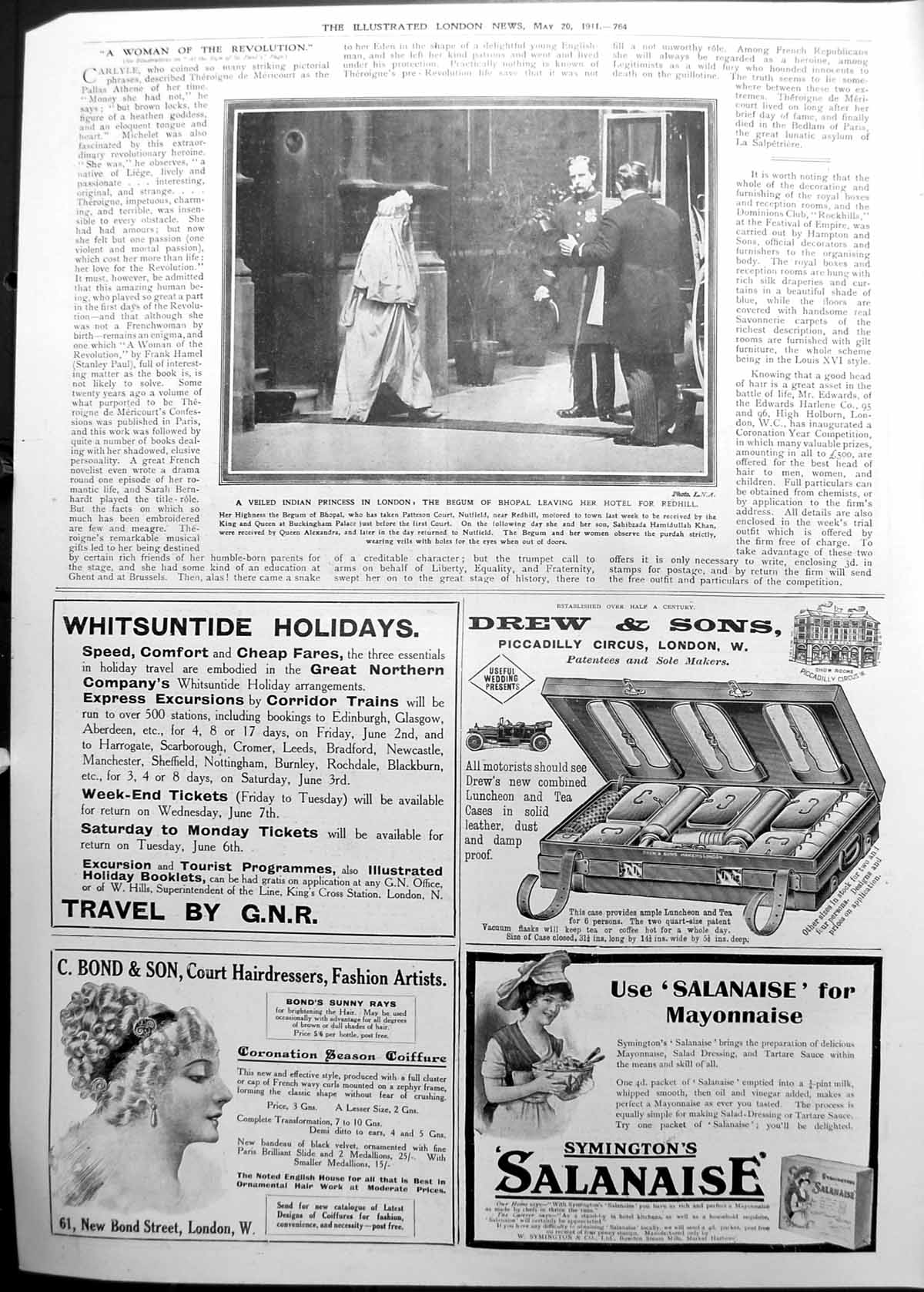 Old Begum Bhopal Leaving Hotel Redhill Veiled Indian Princess 1911 764P 20th