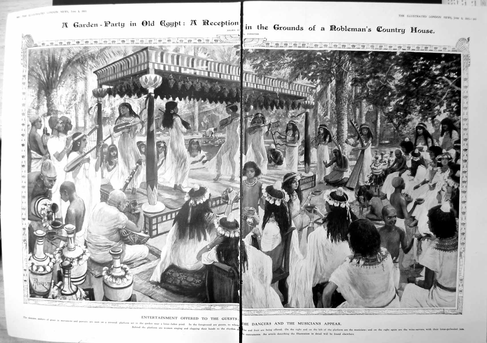 Antique Print Garden Party Egypt Grounds Nobleman'S House Damaged 1911 846TP