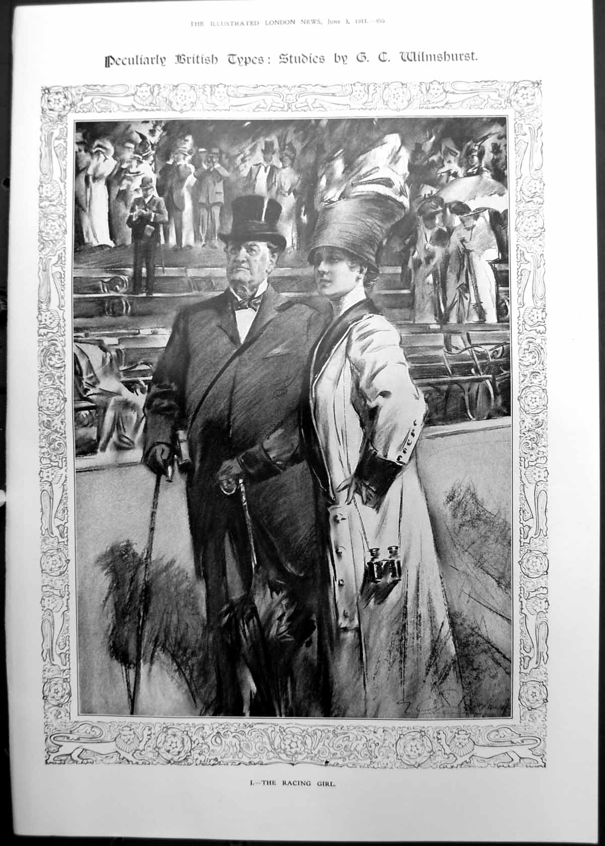 Print British Racing Girl Stands Study G.C. Wilmhurst Artistic Easel 1911 855RP