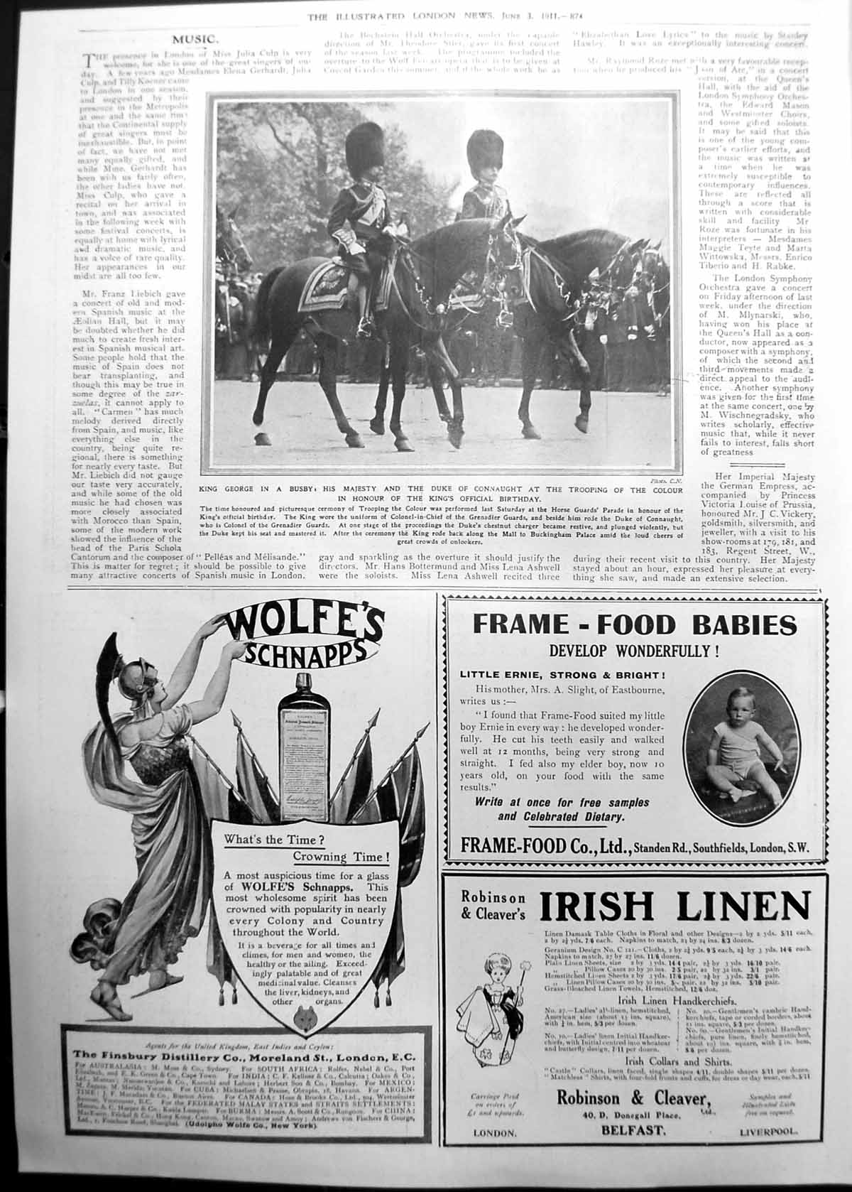 Old Print King George Busby His Majesty Duke Connaught Trooping Colour 1911 874P
