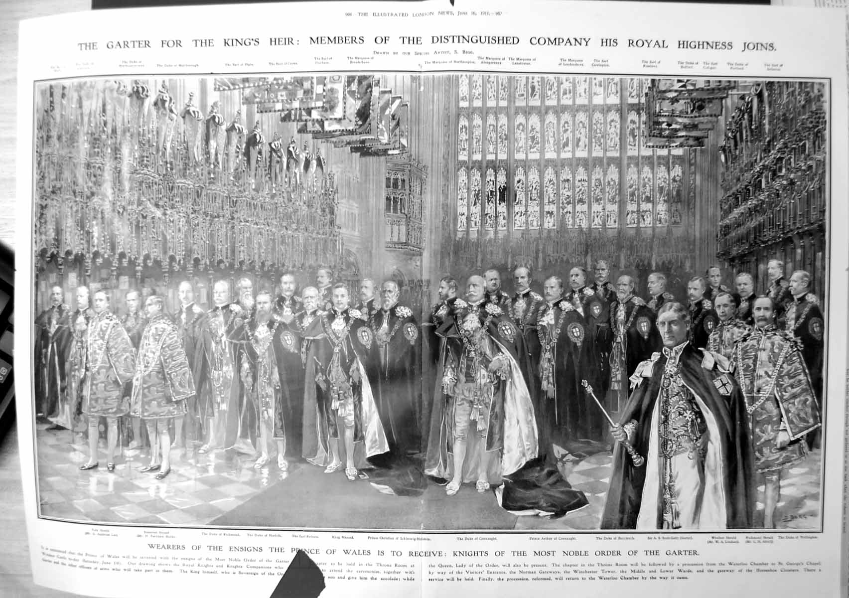 Print Knights Most Noble Order Garter Prince Wales Receive Damaged 1911 906TP