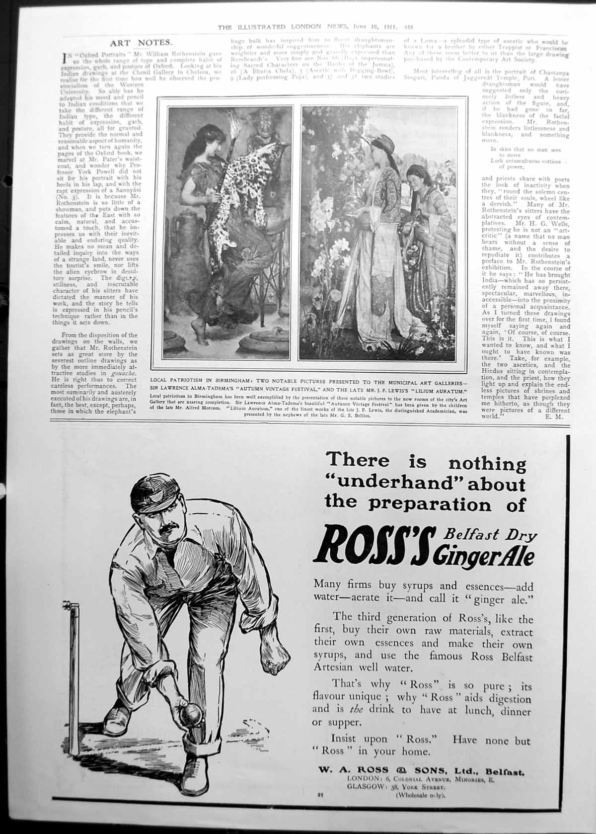 Antique Print Pictures Birmingham Autumn Festival Lilium Auratum 1911 916P 20th